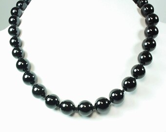 Black Onyx Necklace, Jewelry, Statement Necklace, Vintage Necklace, Black Onyx Choker, Black Onyx, Silver Necklace, Vintage Jewelry, Gifts