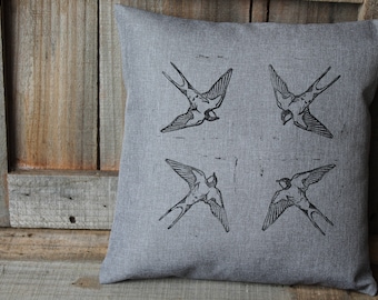 Barn Swallow Pillow Cover, Bird Cushion