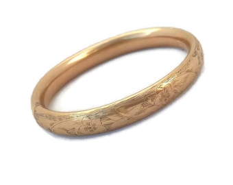 Art Nouveau Bracelet, W.M.C., Wolcott Mfg, Etched Bracelet, Hinged Bangle, Rare Antique Jewelry, Gold, Bangle Bracelets, 1920s 1900s Jewelry
