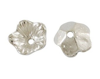 Set of 150 caps, caps, caps, silver flowers 10mm