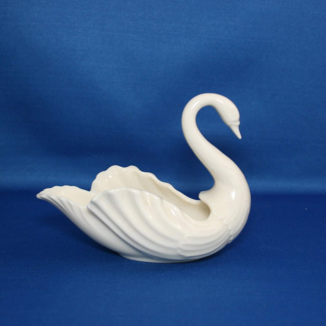 Vintage Lenox China Swan Dish Ivory Porcelain Swan Candy Dish Trinket