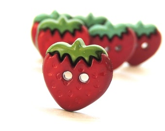 Strawberry Buttons by Buttons Galore / Sewing Crochet Knitting Novelty Buttons Summer Crafts Kids Clothes Garden Projects Scrapbook Fruit