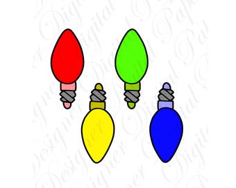Christmas Light Bulbs SVG and Studio 3 Cut File Cutouts Files - Logo Stencil for Silhouette Cricut Decals SVGS Decal Bulb Downloads Holiday