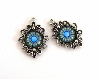 Support cabochon 12mm antiqued silver tone 30x20mm packs of 5/10 units