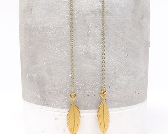 Feather Threader Earrings - Earring Threader - Earring Threads - Feather Earrings
