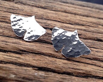 Handmade Sterling Silver Ginkgo Leaf Stud Earrings