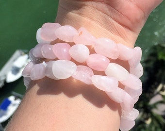 Rose Quartz Bracelet / Rose Quartz Jewelry / Healing Crystals and Stones Bracelet / Girlfriend Gift