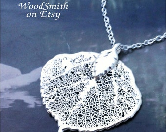 Real Leaves Jewelry, Colorado Aspen Leaf Necklace, Silver, Necklace, Pendant Natures Leaves