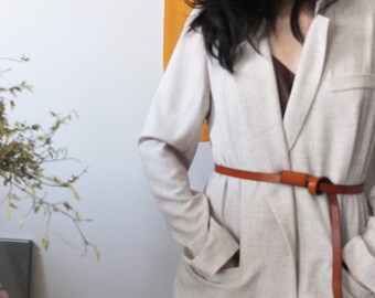Aloi Blazer- light grey /ecru tencel linen blazer