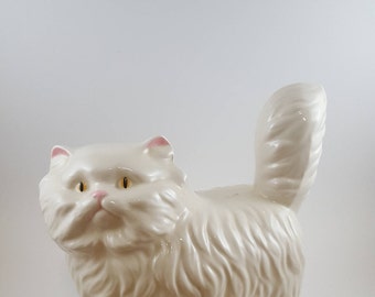 Large Vintage White Cat Figurine