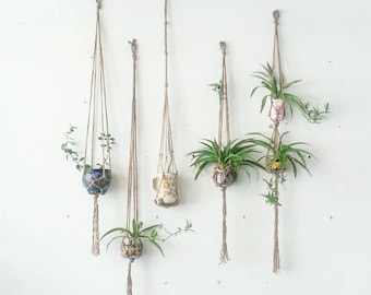 CUSTOM~ Natural Jute Single Hanging Planter- Wall Accent- Bohemian Decor- Dorm Decor~ Modern Macrame- Urban Wall Accent- BohoChic Home Decor