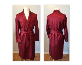 Vintage 50s Mens Lounging Robe M Red Smoking Jacket by Mister Ease by Rochester