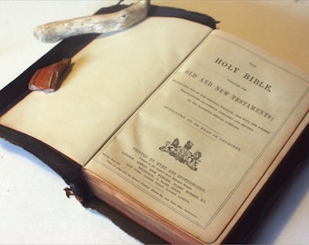 Holy Bible Antique 1900s Christian religious book old book Vintage Bibles unique gifts