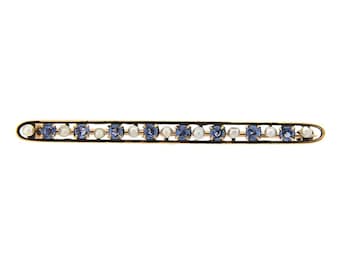 Sapphire and Seed Pearl Pin/Brooch
