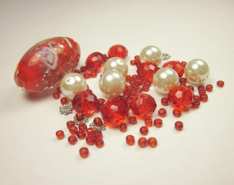 15 glass beads with seed beads (CA7)