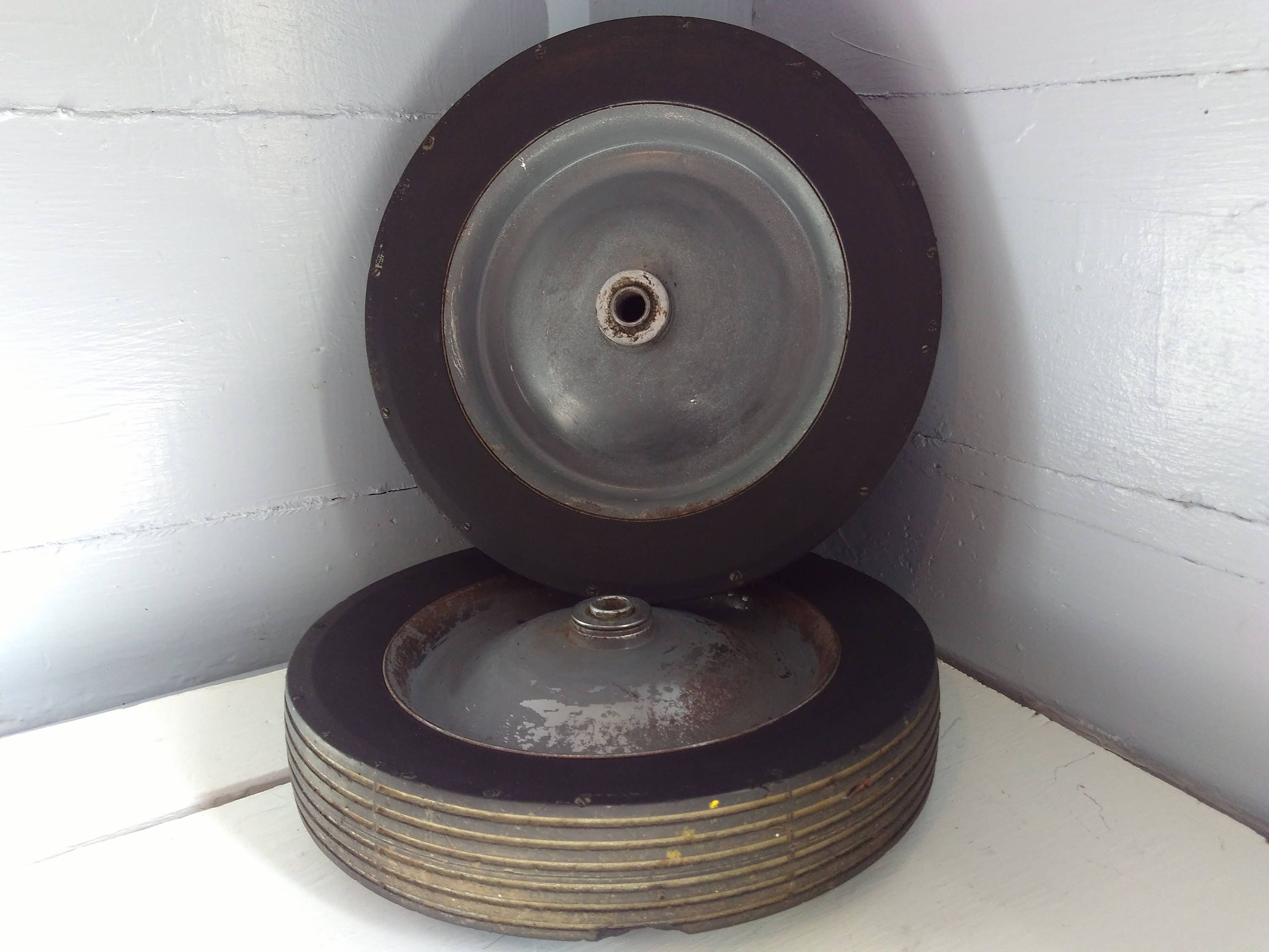 Vintage Metal Hard Rubber Wheel Cart Wheels Dolly