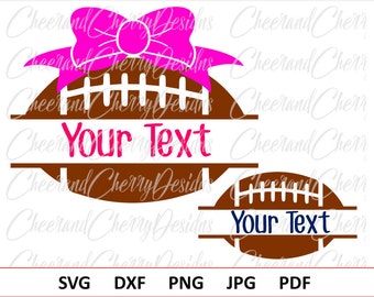 Football Bow Svg Football Svg file Football split Monogram SVG Girl Football Laces SVG Football cut file for Cricut Sport Silhouette Cameo