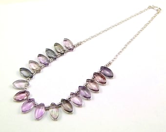 Lilac Fluorite Sterling Silver Necklace - N657