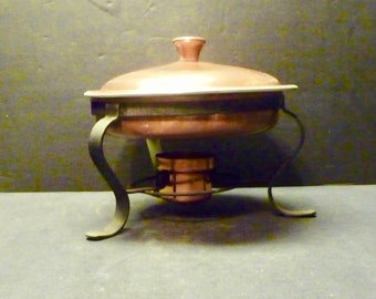 SALE -Copper Chafing Dish with stand by Globe Wares - California - 8 5/8"