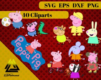 Peppa Pig Clipart – 40 (Svg, Eps, Png, Dxf Files) 300 PPI, Vectorial Images, Peppa Pig svg, T-Shirt Design, Peppa Pig Printable