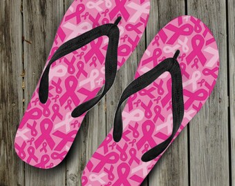 Breast Cancer Awareness Flip Flops, Breast Cancer, Breast Cancer Awareness decor, breast cancer gifts, gift for her, breast cancer survivor