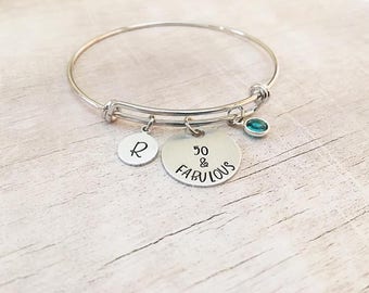50th Birthday Gift for Women - Fifty and Fabulous Bracelet - 50th Birthday Gift - 50 and Fabulous