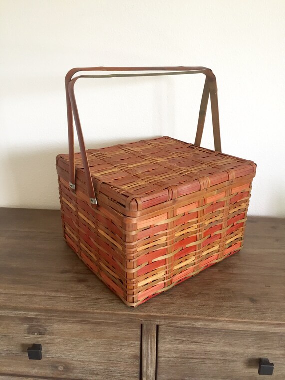 Picnic Basket Japanese Split Cane Bamboo Picnic Basket