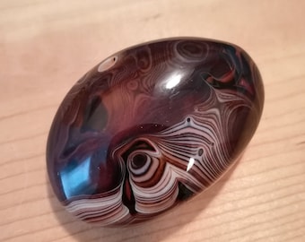 Large Banded Silk Agate Polished Stone, Madagascar Agate Free Form Gemstone 3.8 ounces / 108 grams