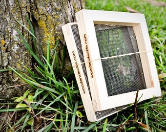 Square Handmade Paper - Wooden Mold and Deckle for making 5x5" -mould and deckle with screen - square mould and deckle - for paper making