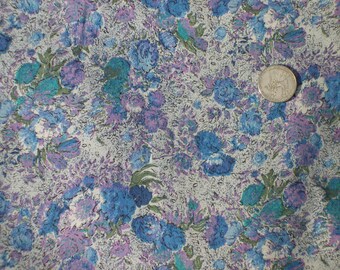 Vintage gray, blue, turquoise cotton fabric