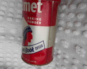 Vintage Calumet Baking Powder Tin - Mid Century Modern Kitchen Decor - 14 Ounce Collectable Tin - Baking Photo Prop - Ready to Shhip