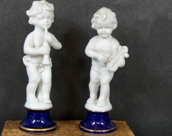 French Vintage pair of Limoges Cherub Putti Figurines