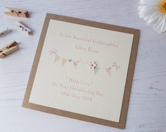 Personalised Christening/Naming Day Card Baby Girl, Goddaughter, Daughter, Granddaughter, Niece, Little Girl, Christening Day Baby Girl Card