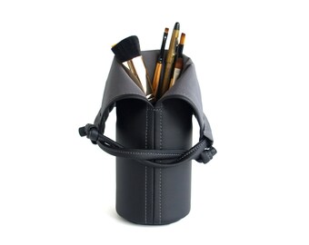 Vegan Makeup Bag Black Cosmetic Bag Womens Gift For Mom Makeup Brush Holder Travel Makeup Brush Roll Makeup Brush Bag Makeup Brush Cup