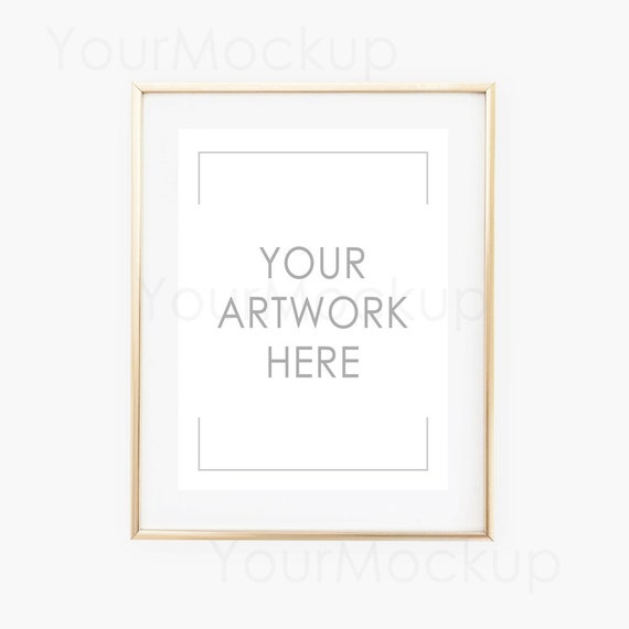 Download Golden? Frame Mockup With Chamomile - Wooden Frame Mockup ...