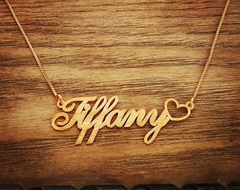Name Necklace Heart Necklace Heart Pendant Custom Necklace Gold Name Necklace Personalized Necklace Custom Name Necklace Mother's Day Gift