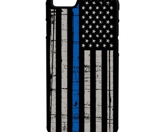 American Flag iPhone Galaxy Note LG HTC Hybrid Rubber Protective Case Blue Lives Matter