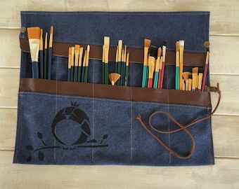 Paint Brush Roll, personalized Artist Roll, Paint Brush Organizer, Artist pouch, Paint Brush Holder, Painters Travel Case