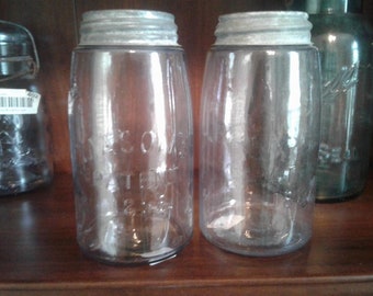 Masons 1858 Nickle Top Quart Jars (Two)