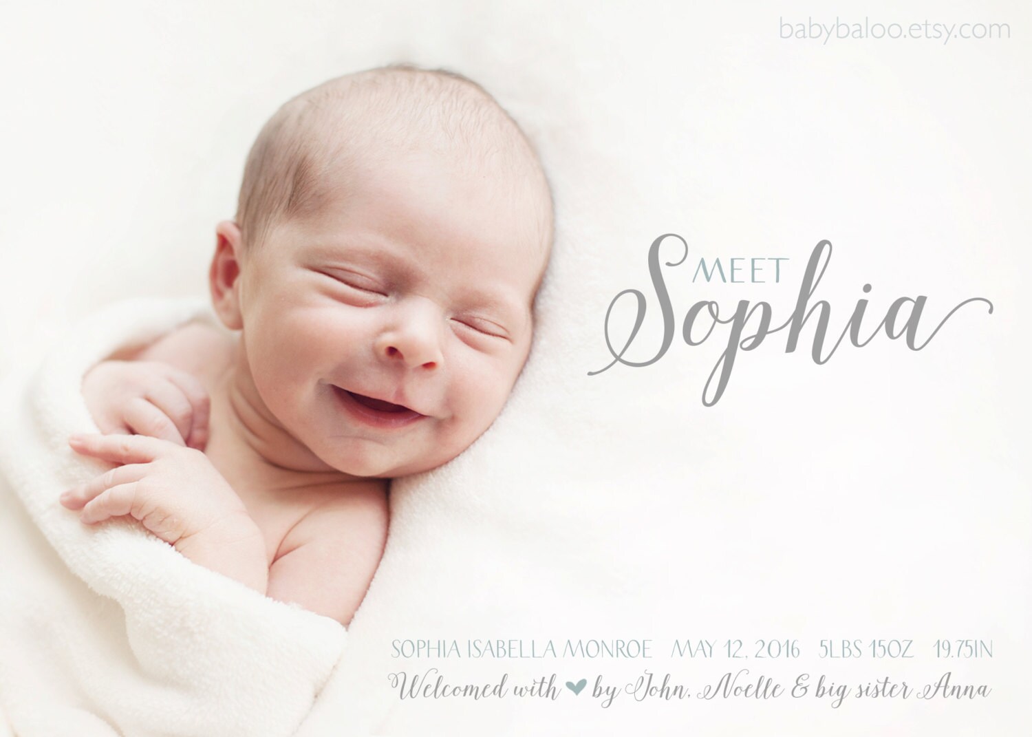 meet birth announcement photo baby announcement baby girl birth annoucement