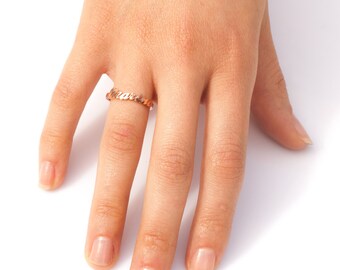 Gold Name Ring, Delicate Name Ring, Custom Name Ring, Personalized Name Ring, Word Ring, Unique Name Ring, 14K Gold Name Ring, Letters Ring.