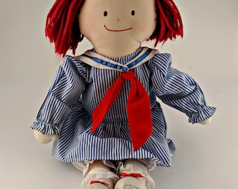 Vintage Madeline Rag Doll in Sailor Dress - No Hat - Very Good Condition - 1990 - by Eden