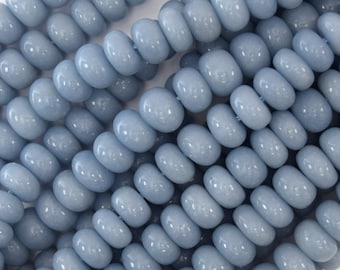 9mm - 9.5mm blue angelite rondelle beads 15.5" strand 40529
