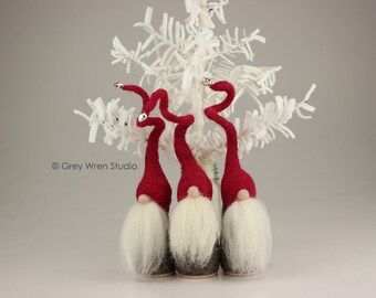 Set of 3 Needle felted Christmas Tomten, swedish gnomes, wool felted, gift, decoration, nisse, tomte, christmas gift