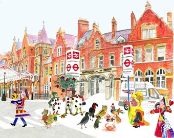 Wonderland comes to London A4 Archival Art Print