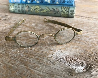 Antique Wire Rim Eyeglasses, Rare Early 1800s Spectacles, Metal Frame Eyewear Props, Reading Glasses