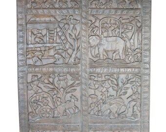 Vintage Wall Hanging Tribal Schedule Carved ancient Shabby Chic Farm  Decor