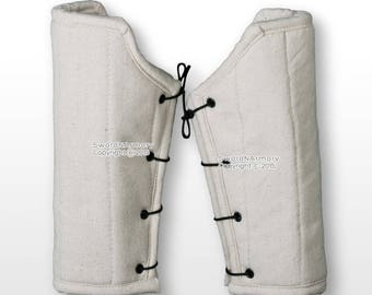 Medieval Cotton Arm Protector Padded Bracers In Ecru Set