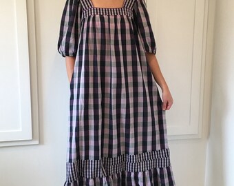 80s Muumuu / Vintage Hawaiian Muumuu / Purple Plaid