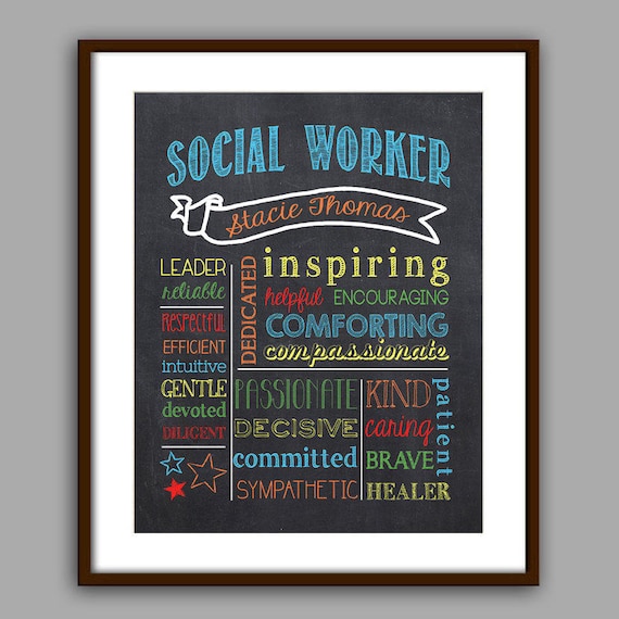 Social Worker Gift Color Social Worker Chalkboard Printable